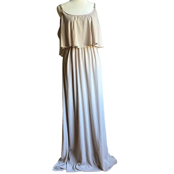 SHOW ME YOUR MUMU | Caitlin Ruffle Maxi Dress Dune Chiffon | Size Large - Picture 2 of 7